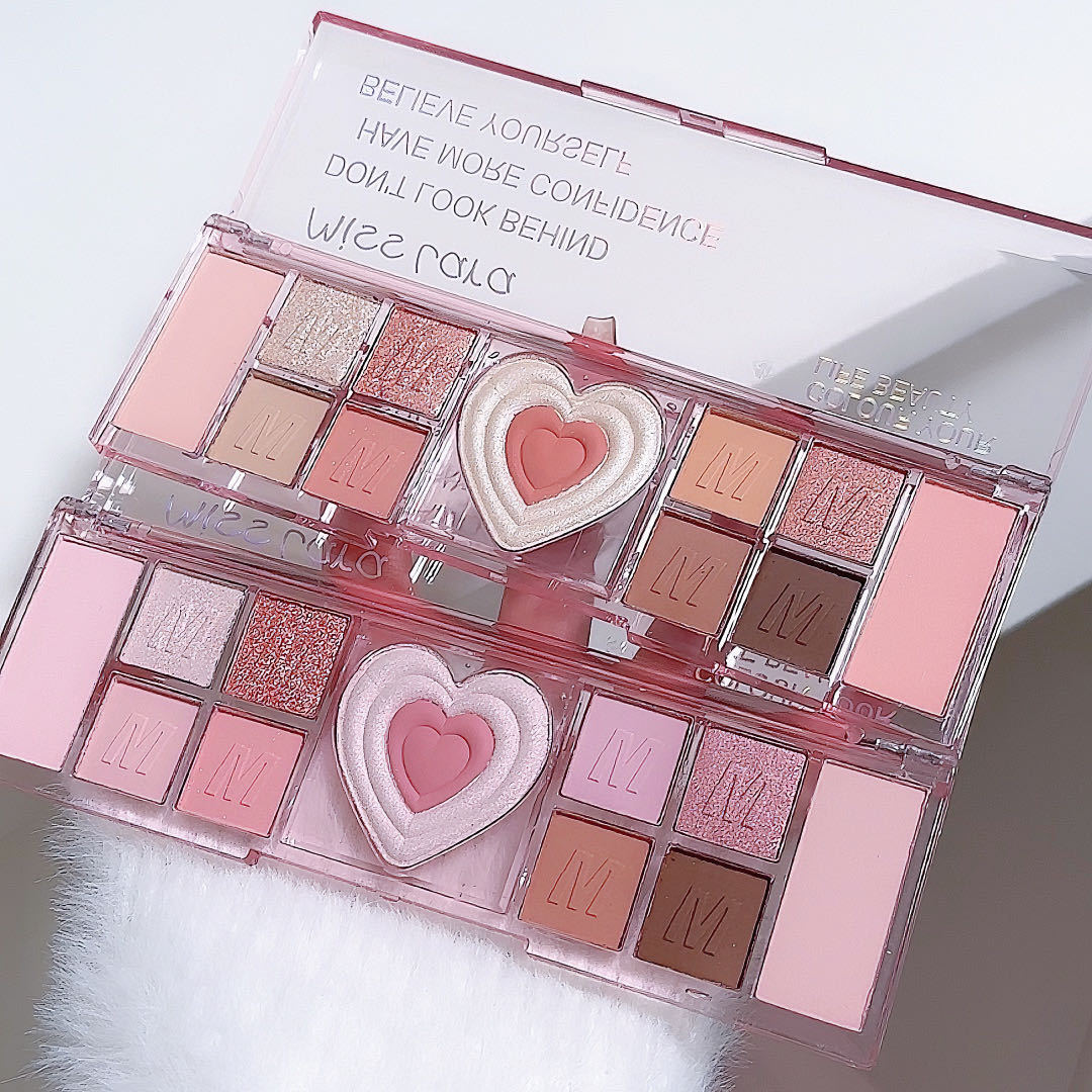 Cross-border exclusive eyeshadow, highlighter, and blush in one multi-use palette for everyday pink Korean-style sweet eye makeup