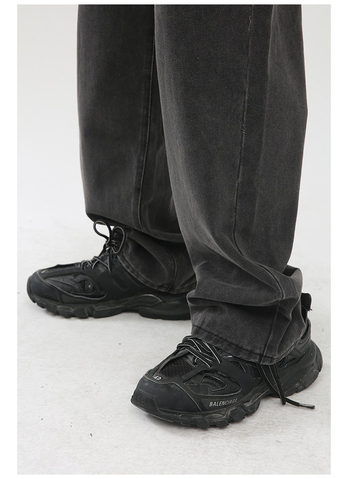Quần jean nam ống rộng ống đứng dáng suông thoải mái phong cách Hàn Quốc — Xanh denim, Xanh lam đậm, Đen Xám chi tiết 15