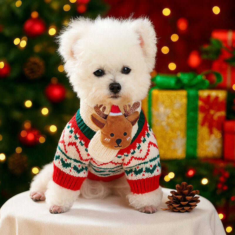 ペット、犬、猫、小型犬、子犬、ファッショナブル、ロマンチック、かわいいアクセサリー、クリスマススカーフ|undefined