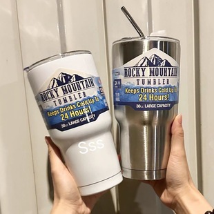 Bingba Cup Food Grade 304 Stainless Steel Cold and Heat Preservation Double Drink Summer Coffee Cup Car Cup Portable Men and Women Ins