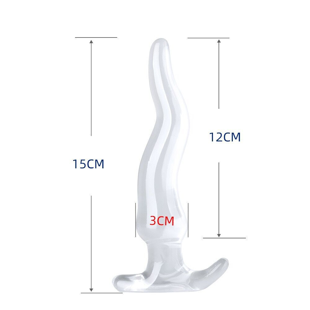 Transparent Oversized Anal Plug, TPE Rear Massager for Adults, White Crystal Finish — detail image 4