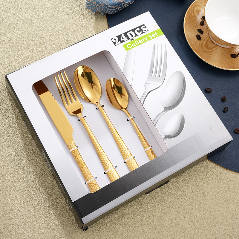 Cubo de agua 410 cubiertos de acero inoxidable set de cuatro piezas cuchillo de filete de hotel cuchara de tenedor cubiertos de restaurante estilo occidental