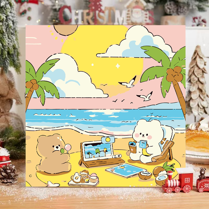 子猫デジタル油絵 diy 着色かわいい漫画動物手作り子供のシンプルな油絵装飾卸売|undefined
