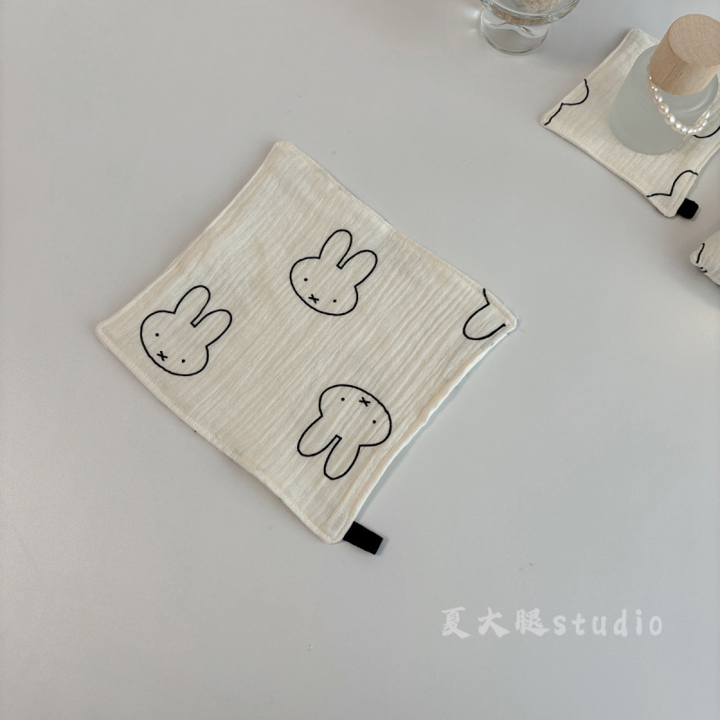 肌にキスするins風日本miffyミッフィーウサギ純綿糸テーブルマット家庭用タオル断熱マット水洗い可能|undefined