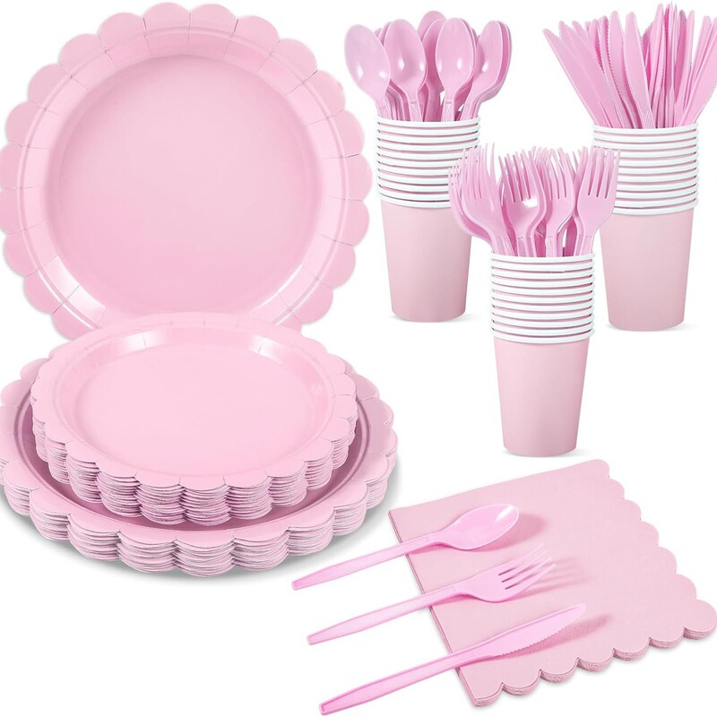 Pink Lace Party Tableware suit Girls Birthday Solid Color Decoration Disposable Paper Cups Paper Tray Tissue Supplies Pink Lace Party Tableware suit Girls Birthday Solid Color Decoration Disposable Paper Cups Paper Tray Tissue Supplies