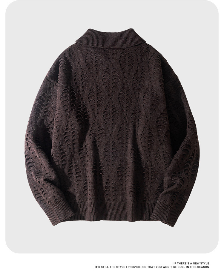 Pull d'hiver en maille torsadée pour homme - Pull col rond preppy et confortable à ourlet côtelé - Tendances mode_voghion.com