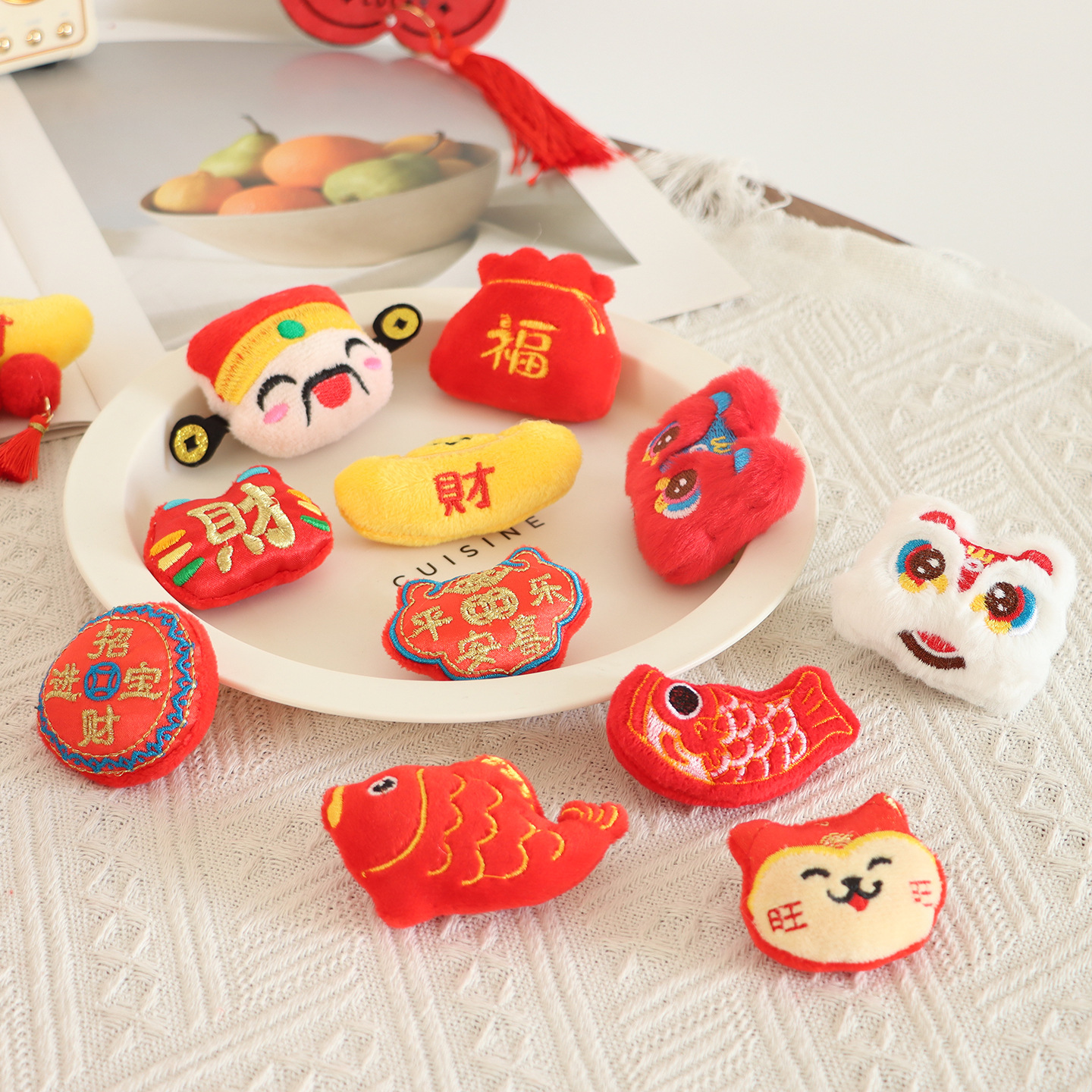 New Year's Eve Plush Lion Dance Accessories Bag Pins Shoes and Socks Accessories Cartoon Dolls Doll Brooches