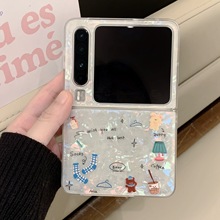 适用于华为PuraX阔折叠屏贝壳纹贴皮卡通熊pocket2个性可爱手机壳