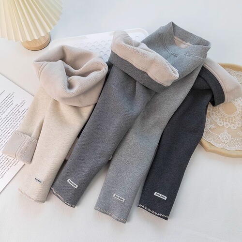 Women's Winter Thicker Warm Lined Leggings for Girls, Baby Girls' Versatile One-piece Wool Outerwear Pants