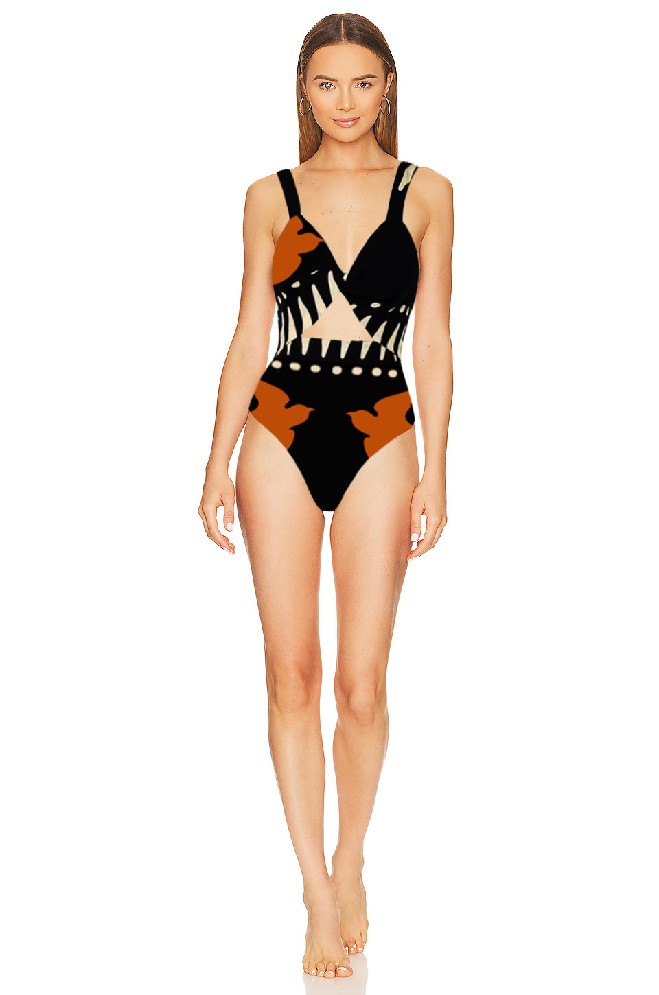 Sleeveless Sleeve Length Women's Sexy Skinny Irregular Ethnic Scenery One Piece Swimwear