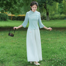 唐装夏装女中国风女装夏季轻国风上衣改良新中式套装盘扣禅意茶服