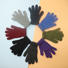 薄款秋冬保暖黑色男女通用五指韩版针织魔术手套纯色宽松舒适