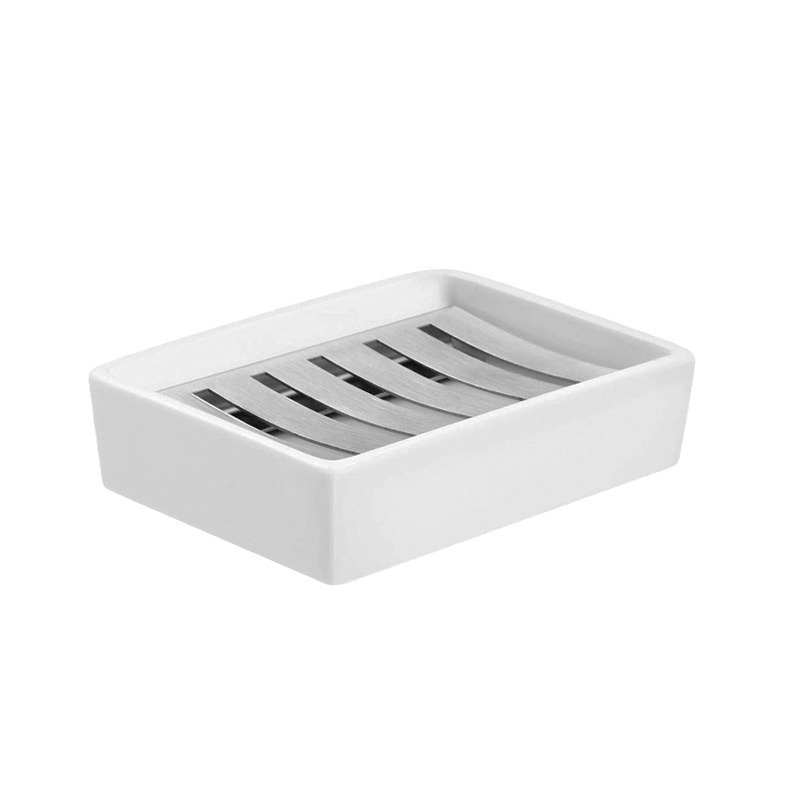 304 plato de jabón de acero inoxidable caja de jabón de drenaje del hogar Baño creativo rectangular bandeja de jabón de cerámica Baño