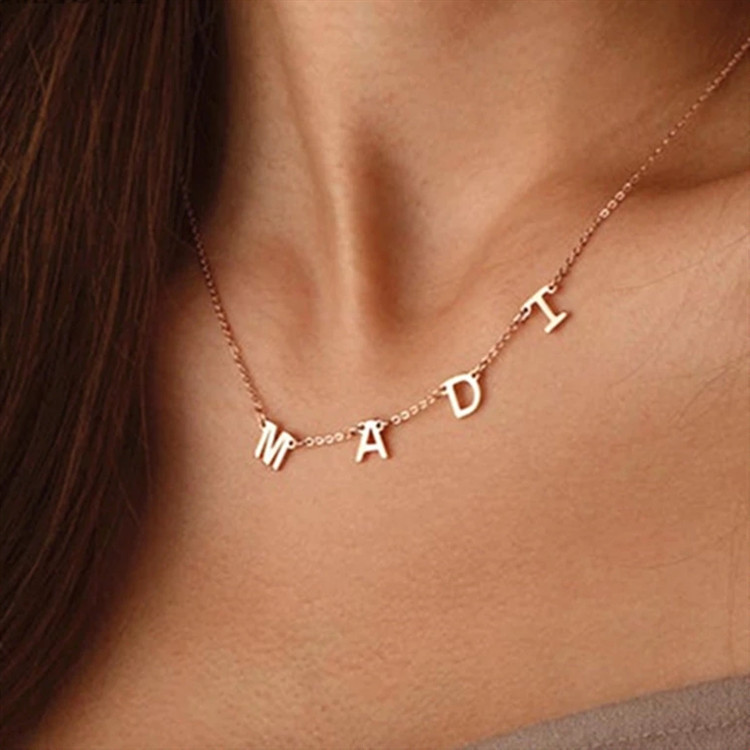 Europe and the United States cross-border personality DIY English letter name private custom necklace 26 letter pendant a generation of hair