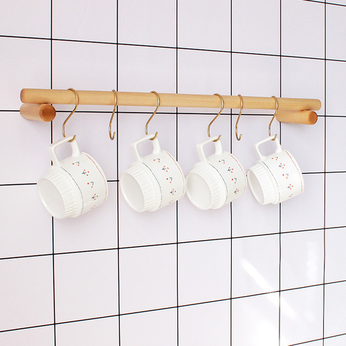 Kitchen hanging rod hook rack no punching beech wall hanging storage rack spatula rag spoon kitchen utensil storage rack