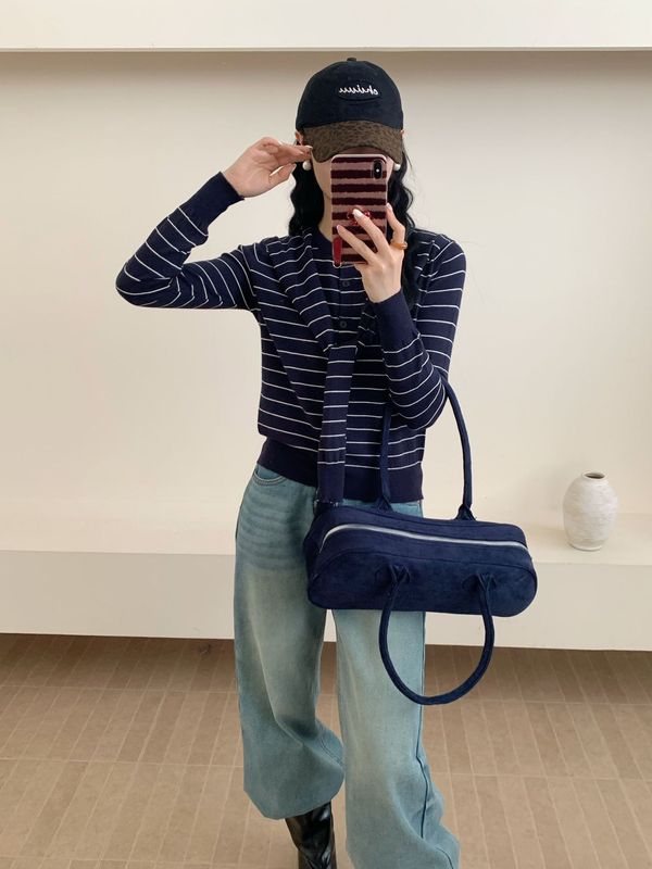 2025早秋新款韩版宽松假两件套披肩设计减龄显瘦百搭条纹针织衫|undefined