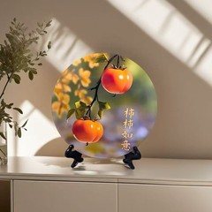 跨境柿柿如意摆件家居装饰画相框客厅办公室玄关摆台酒柜乔迁礼物