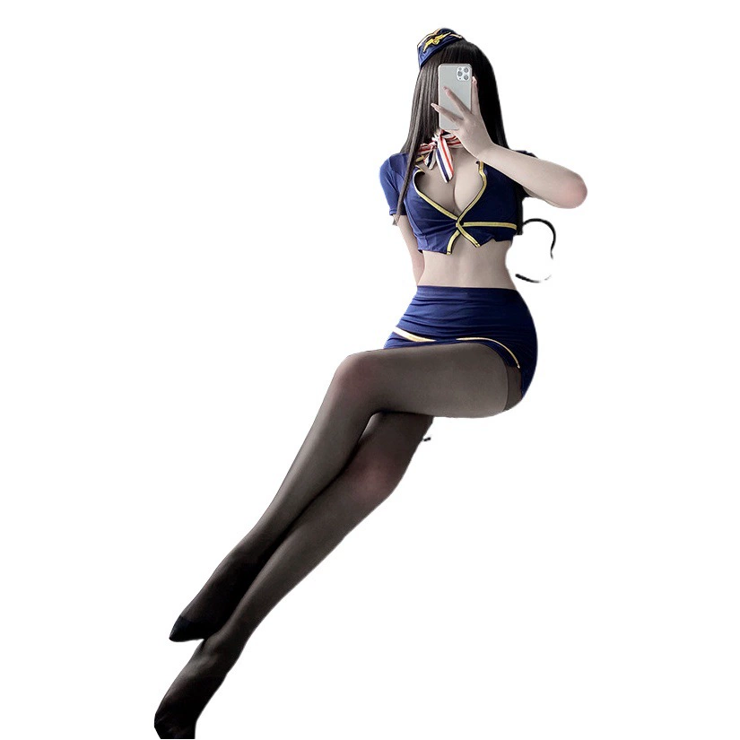 Lin Linting Сексуальное нижнее белье Женская сексуальная униформа Оборудование для стюардессы Split Gather Соблазн костюм 1044