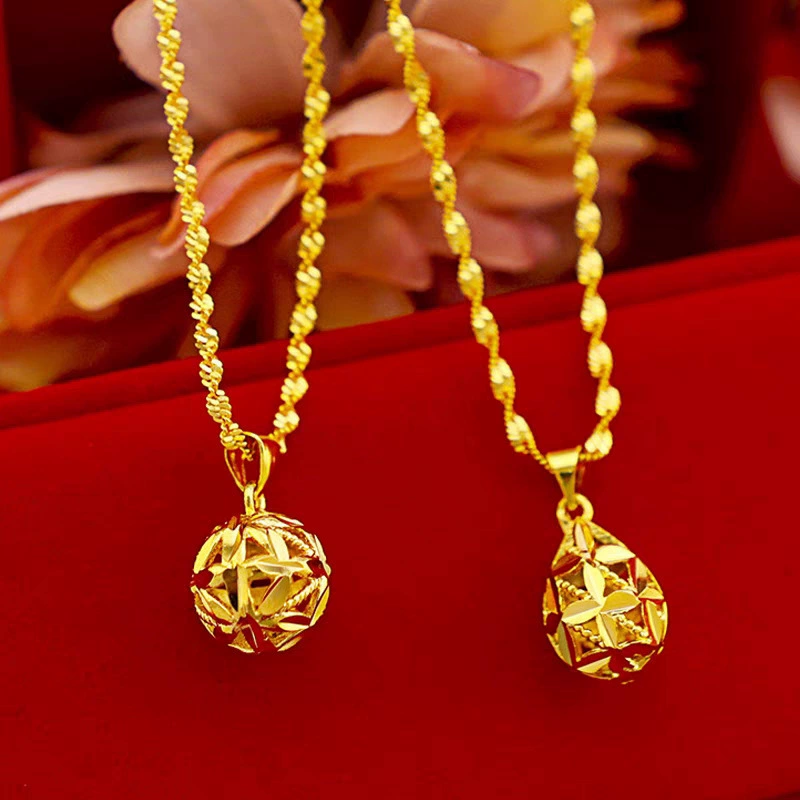 Xiaohongshu стиль полая гортензия кулон ожерелье женское медное позолоченное двойная волна воды капля кулон ключицы цепочка поставка оптовая продажа