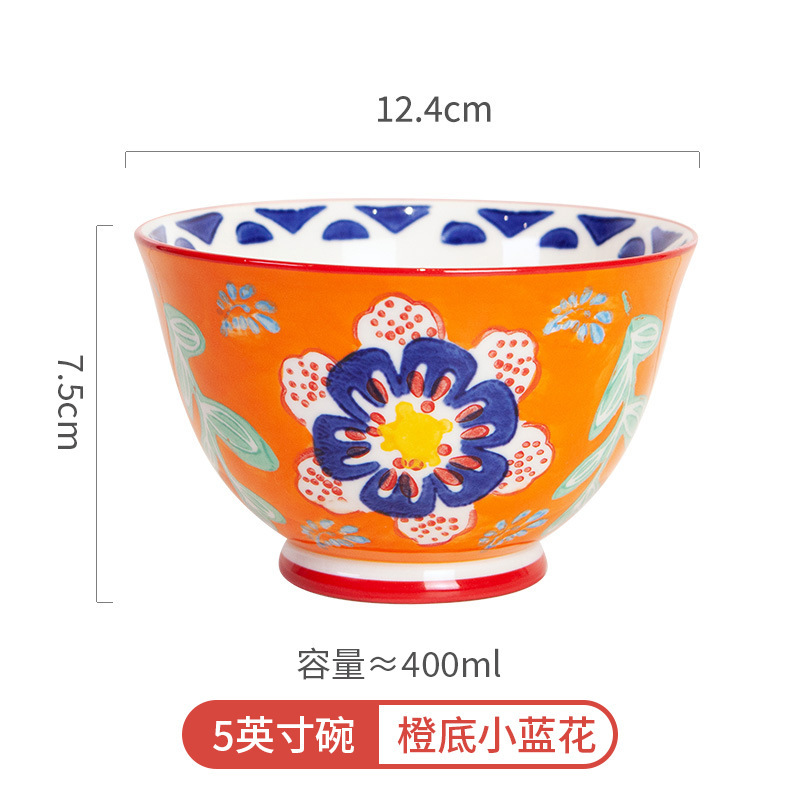 哇噢定 制松发瓷器手绘米饭碗陶瓷早餐牛奶燕麦碗创意个性甜品碗|undefined