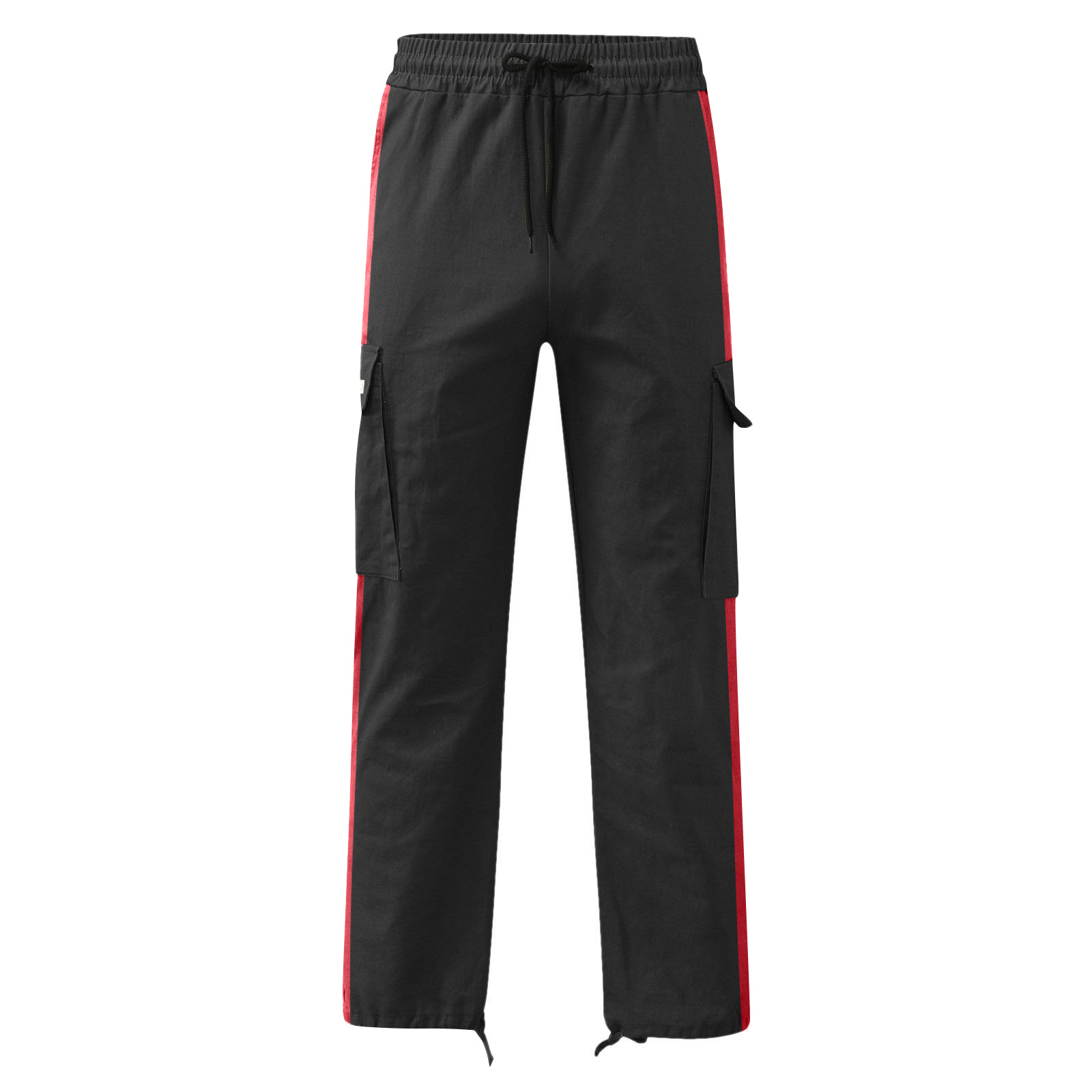 2023 Spring Autumn New Men's Work Pants European Drawstring Multi-Pocket Contrast Color Trousers for Men_voghion.com