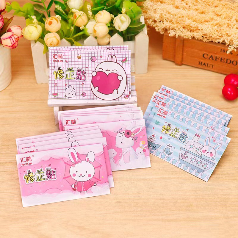 Papelería al por mayor estudiante Linda billetera autoadhesiva pegatinas de corrección de papel de corrección pegatinas de corrección de papel