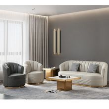 现代轻奢小户型客厅三位沙发椅卧室休闲椅旋转单人沙发意式皮沙发