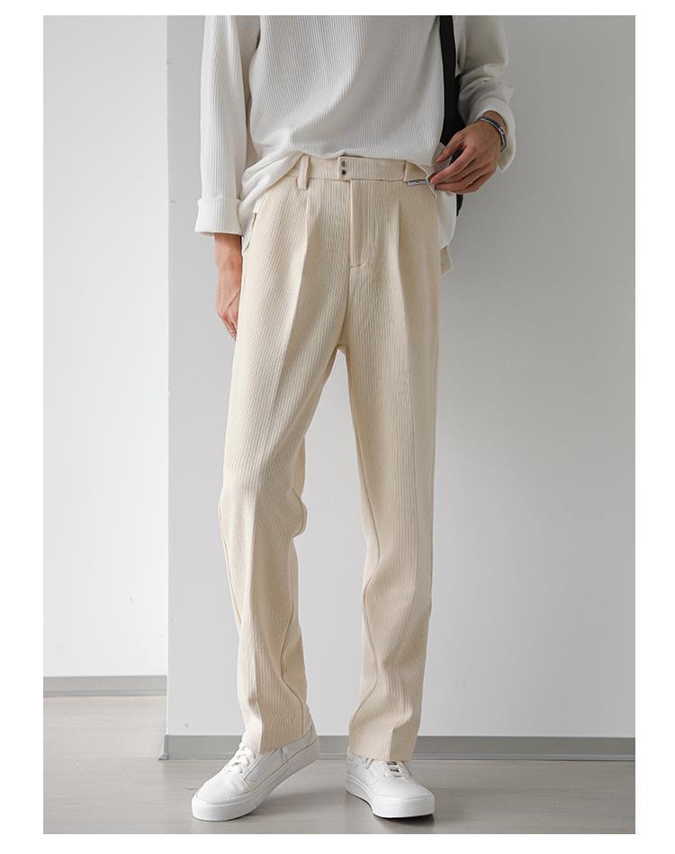 1 Men's Casual Spring And Autumn Loose Regular Wide-Leg Pants Japanese Style Simple Solid Color Versatile Straight_voghion.com