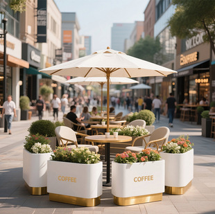 Outdoor Flower Box Flower Box Commercial Street Square Metal Planting Flower Box Cafe Shop Municipal Metal Flower Box Combination