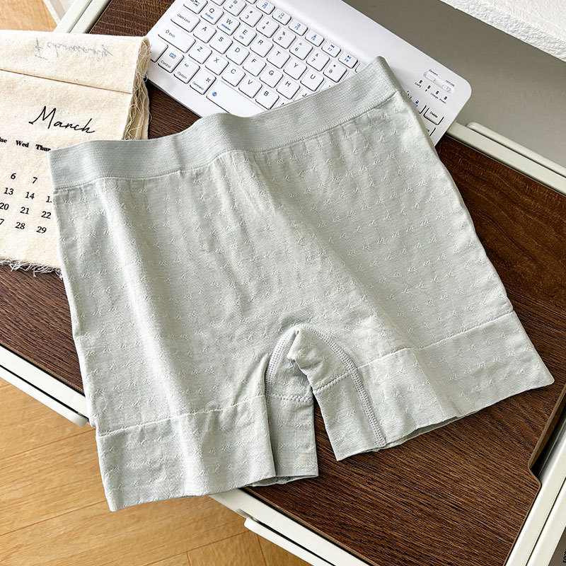 Pantalones cortos de base boxer de cintura alta de color sólido con abdomen y glúteos, pantalones de seguridad antideslumbrantes de estilo fino para mujer