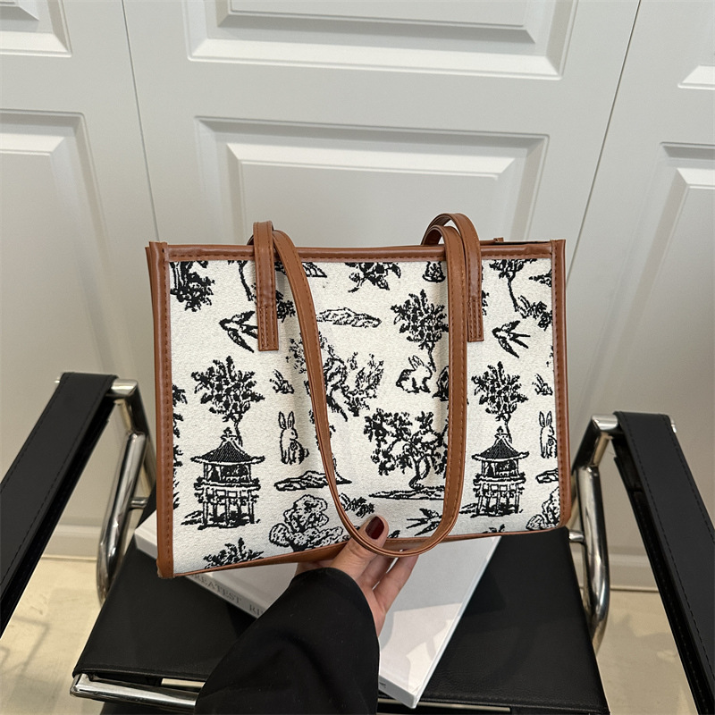 Nuevo estilo chino bordado bolso de mano 2025 nuevo estilo de moda bolsa de hombro casual de gran capacidad bolsa de mano