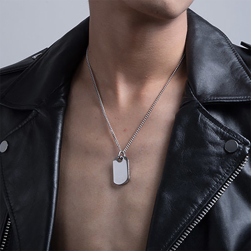 10g Weight Titanium Steel Pendant Material Retro Classic Style Geometric Customization Laser Engraving Titanium Steel Plating Men's Pendant Necklace Men Pendant Necklaces
