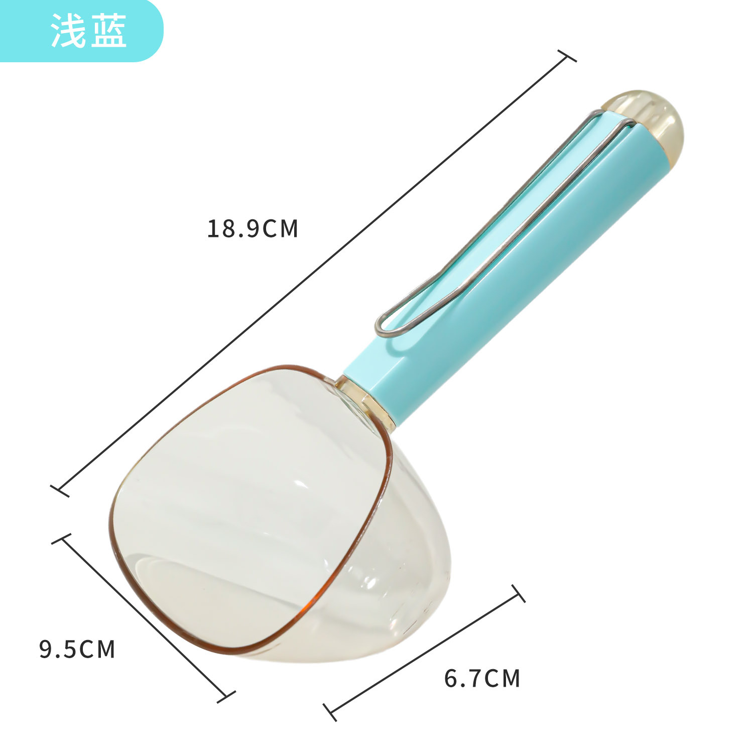 Bolsa colgante semitransparente multifuncional sellada cuchara de grano con escala pala de grano para gatos cuchara para mascotas spot al por mayor