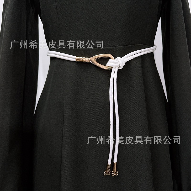 时尚ins优雅小皮带收腰装饰连衣裙大衣外套简约百搭打结皮绳腰带|undefined