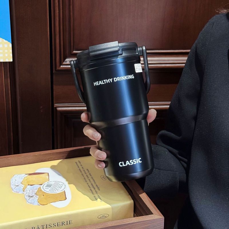 シンプルなポータブルコーヒーカップ、ダブルドリンクポータブルステンレススチールウォーターカップ、見栄えの良いカップルギフト、ダブルドリンクストローカップ|undefined