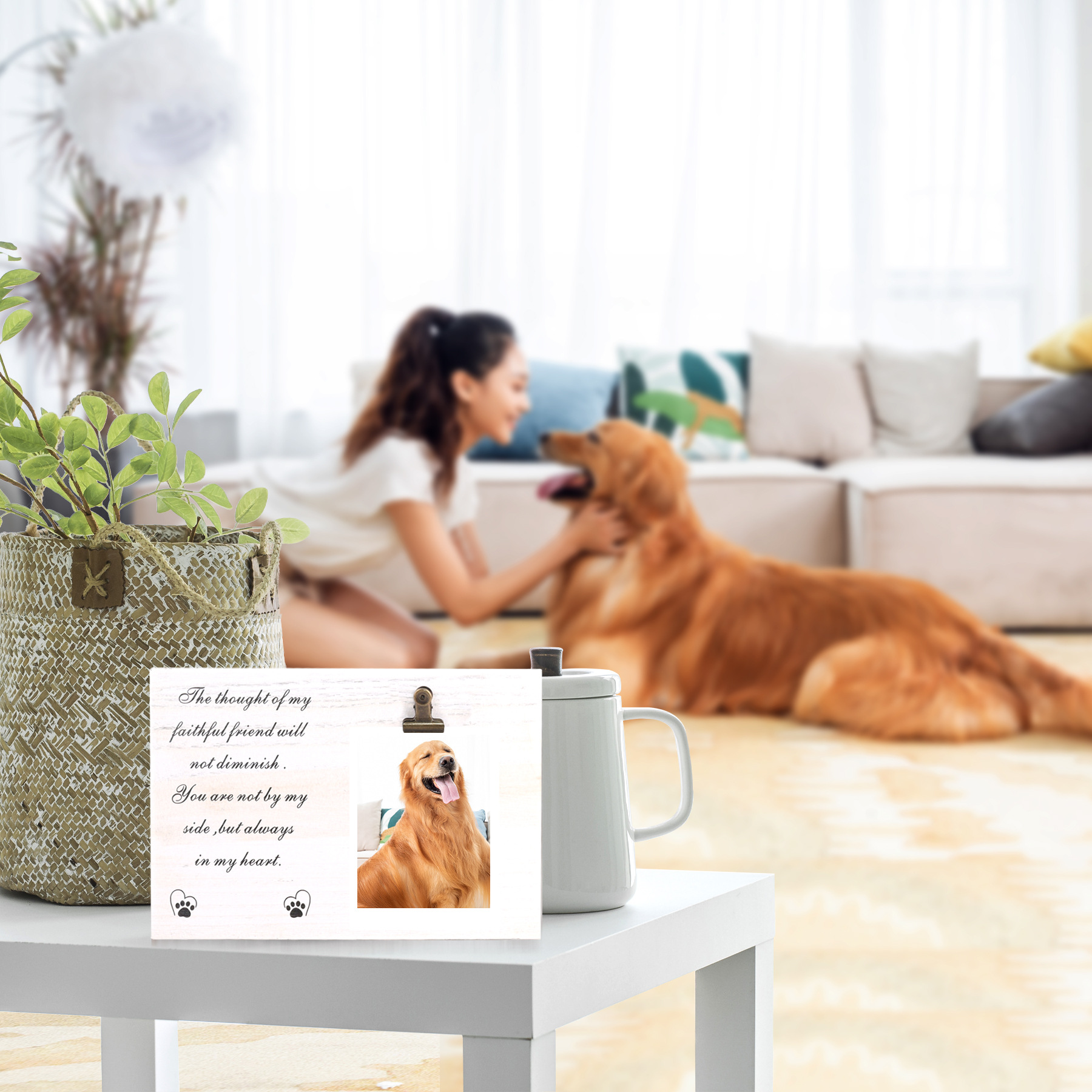 Transfronterizo de madera mascota gato perro Paulownia madera angustiada marco de fotos conmemorativo perro gato de madera marco de fotos conmemorativo