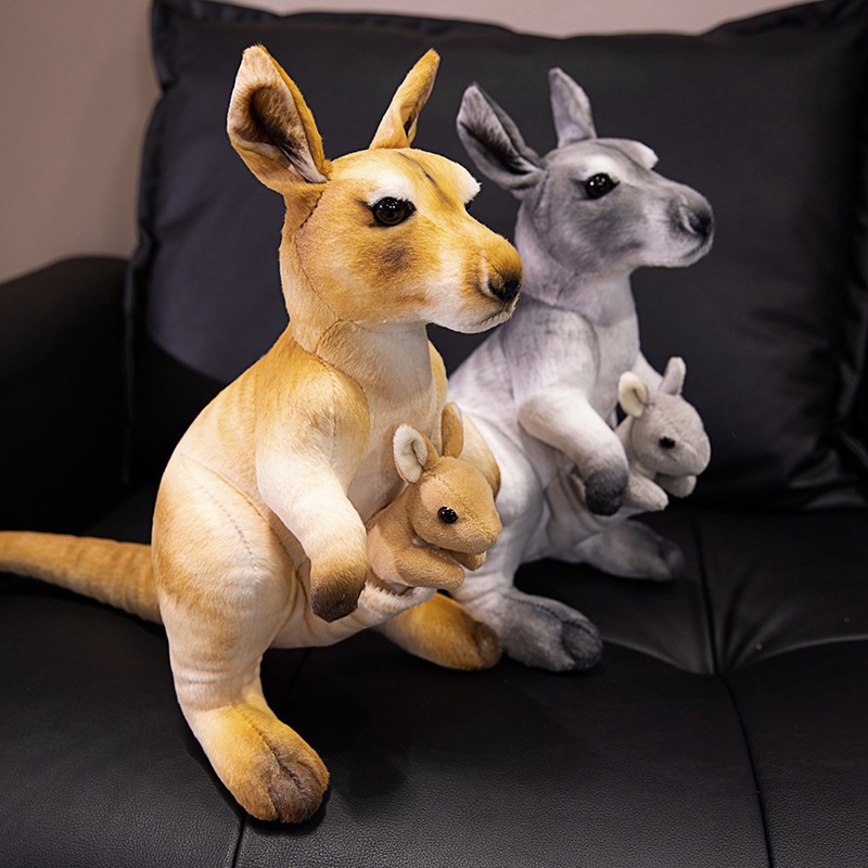 Simulación transfronteriza canguro juguetes de peluche canguro madre e hijo muñecas animales accesorios regalo de cumpleaños para niños