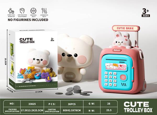 Children's Pretend Play Simulation Fingerprint Unlocking Dinosaur Retractable Trolley Box Piggy Bank Toy Battery Model