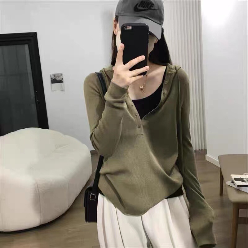 25 Spring and Autumn New Women's Hooded Sweatshirt Sweater Pullover Top Casual Tops Slim Fit Bottoming Shirt Lazy