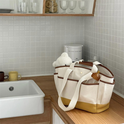 Korean Instagram mom's bag, large capacity, casual and versatile crossbody baby mother bag, portable lightweight canvas mom's bag for outdoor use