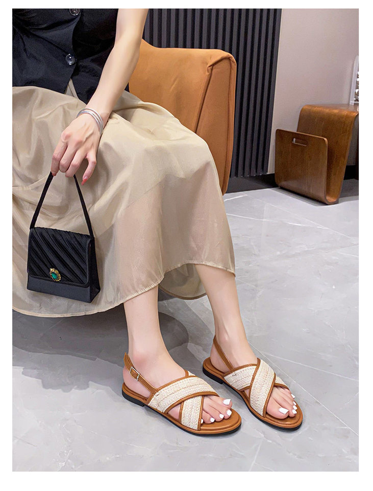 Dép sandal nữ quai chéo mũi tròn hở ngón đế dày phối màu, đế cao 3 cm — Màu Mơ (Dép lê), Màu Mơ (dép), Màu nâu (dép), Màu đen (dép) chi tiết 60