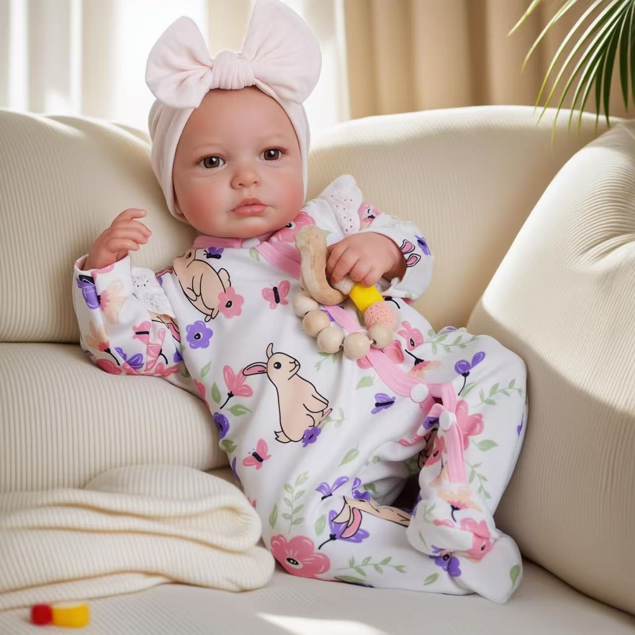 Muñeca realista Loulou Awake de 19 pulgadas con ojos abiertos, como regalo de Navidad para niños.