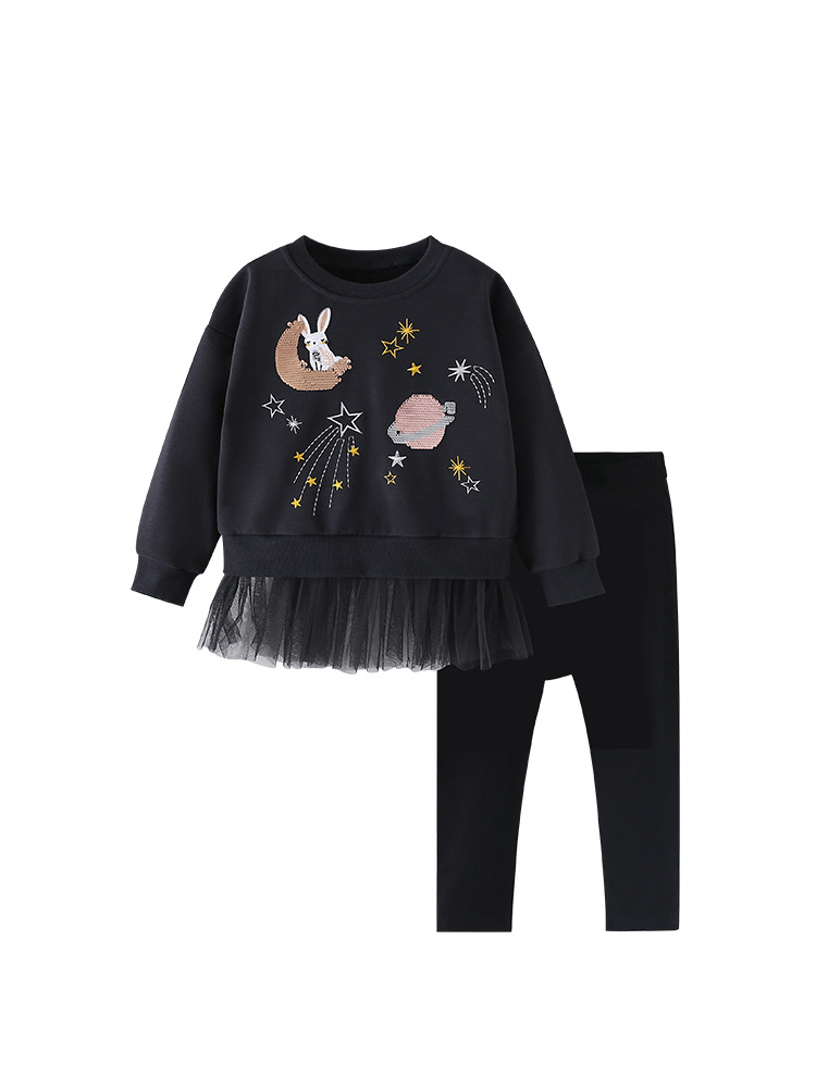 Transfronterizo malawee juego de niñas otoño y invierno nuevo estilo europeo y americano para niños de mediana edad cuello redondo manga larga chica de estilo extranjero dos piezas