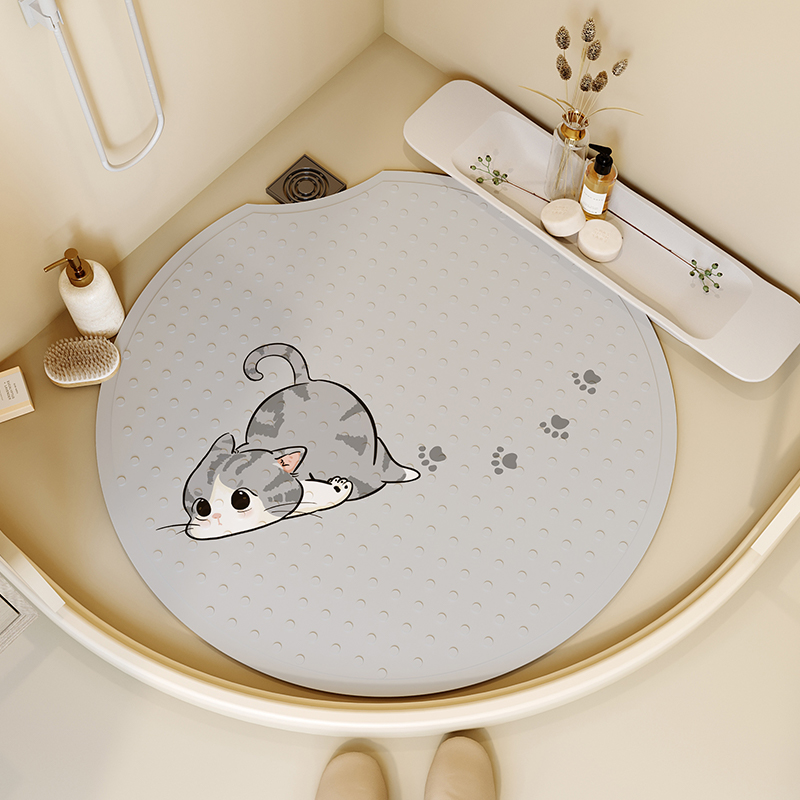 귀여운 욕실 미끄럼 방지 매트 - 노치가 있는 둥근 모양
