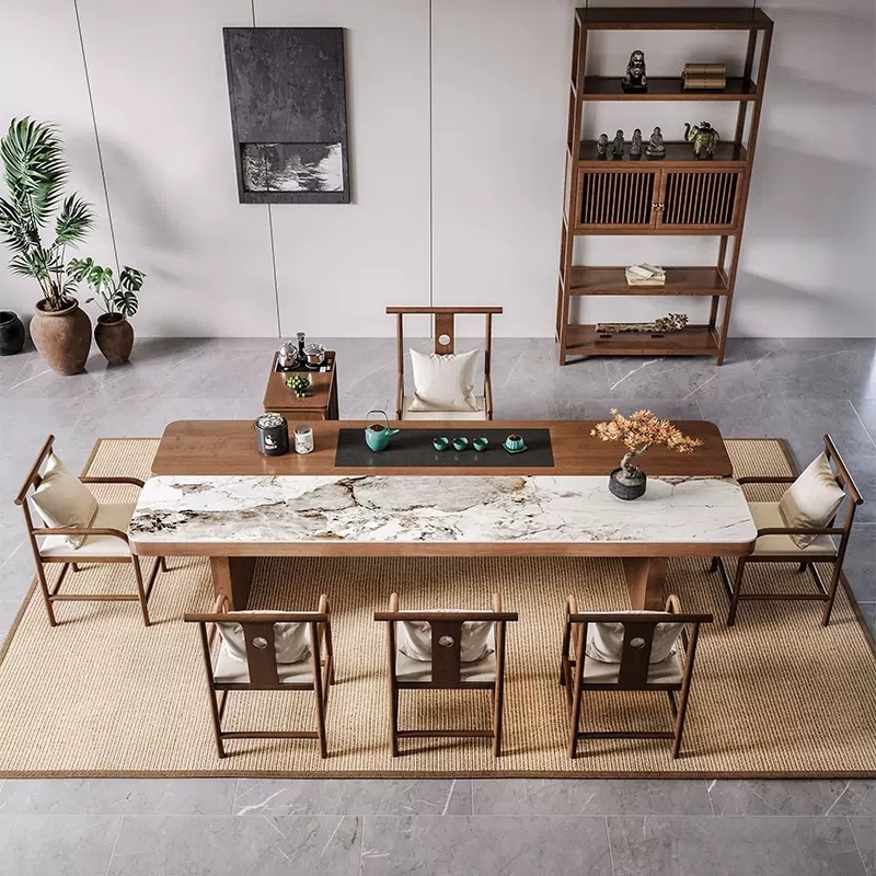 2.2m 티 테이블+호스트 의자+젠 풍미 의자*5