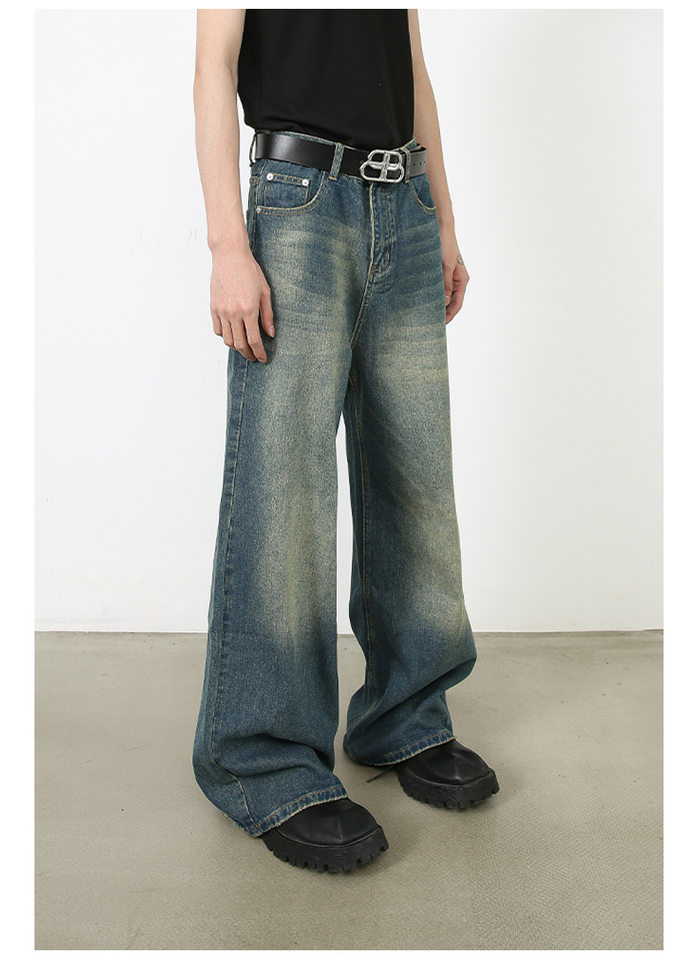 Quần jean nam ống rộng dáng suông màu bò nguyên bản phong cách Mỹ — Denim đen, Ngụy trang màu mơ, màu xanh cổ điển, màu xanh denim chi tiết 23