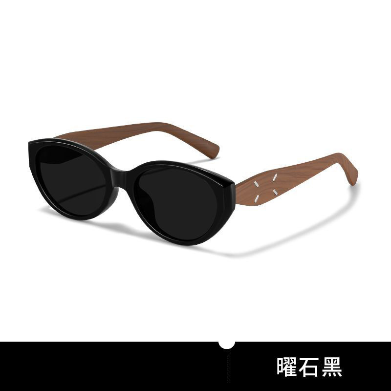 韩系猫眼木纹墨镜女款窄框适合方圆脸高级感夏日度假拍照太阳眼镜|undefined