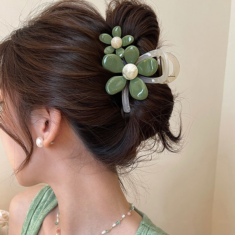 Super hada organza flor perla pinza para el cabello pinza dulce y elegante pinza de tiburón estilo literario de nicho accesorios para el cabello