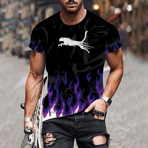 Summer New Hot Selling Cross-Border Trendy Funny Creative Short Sleeve T-Shirt for Men, Direct Manufacturer Sales