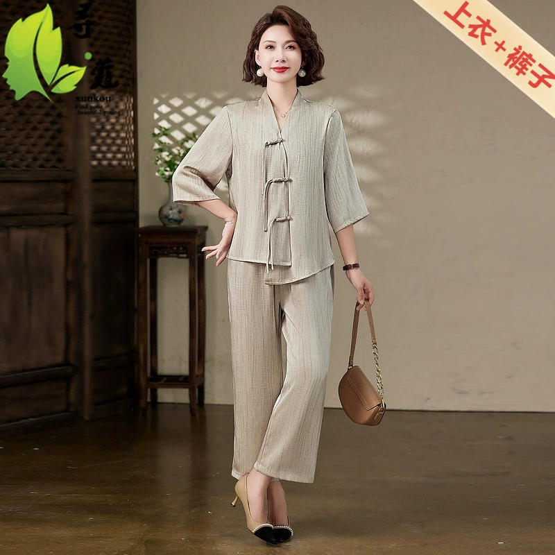 Весенняя одежда новая мама набор весна и лето мода для пожилых женщин повседневная одежда из двух частей